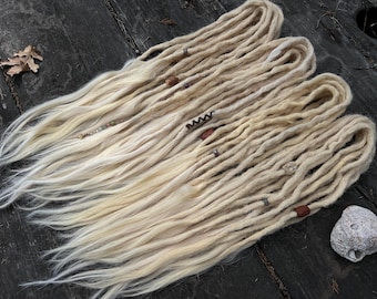 Golden Blonde Human Hair Dreads: Crochet Double Ended Boho Festival Hair Extensions