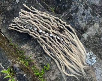 Custom Ash Blonde Human Hair Dreads: Crochet Bubble Style Extensions