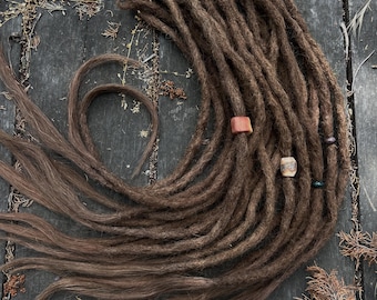 Brown Human Hair Dreads Extensions, Crochet Dreadlocks, Single Ended Dreads, Authentic texture, Boho