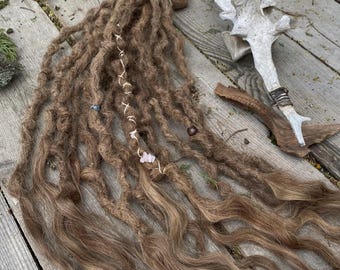 Custom Light Brown Human Hair Dreads: Crochet Dreadlock Extensions, Authentic texture