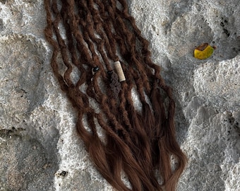 Medium Brown Human Hair Bubble Dreads: Crochet Dreadlock Extensions