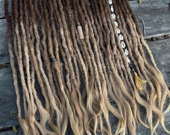 Ombre Brown to Blonde Human Hair Dreads: Crochet Dreadlock Extensions