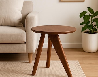 Mesa lateral estreita de nogueira – Mesa de centro feita à mão em madeira maciça, mesa de centro rústica, mesa lateral moderna de meados do século, móveis de madeira personalizados