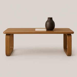 Handgemachter Massivholz Couchtisch - Moderner Nussbaum und Eiche, minimalistisches Mid-Century Design
