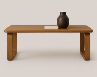 Handgemachter Massivholz Couchtisch - Moderner Nussbaum und Eiche, minimalistisches Mid-Century Design