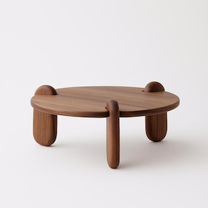 Handmade Solid Walnut Coffee Table – Modern Round Minimalist Design, Unique Living Room Centerpiece