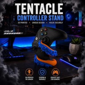 Tentacle Xbox Controller Stand – 3D Printed Gaming Display Holder – Unique Octopus Inspired Desk Stand – Gift for Gamers