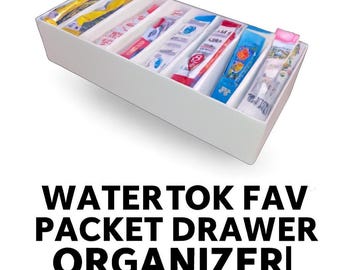 Organizador de sobres de sabor Water Tok, bandeja de almacenamiento para mezclas de bebidas - Incluye libro de recetas gratis