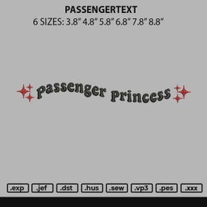 Passenger Princess Embroidery Design