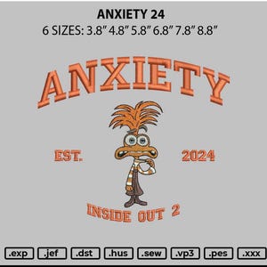 Anxiety Inside Out Embroidery Design