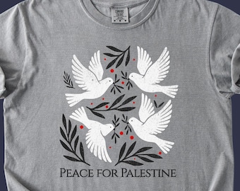 Peace for Palestine T-Shirt, Free Palestine Dove Olive Branch Graphic Tee