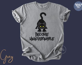 Camiseta "Conviértete en Ingobernable", camiseta de protesta "Gato Negro", camiseta gráfica feminista, regalo activista