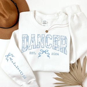 Chinoiserie Custom Dancer Sweatshirt, Dance Team Girls Sweatshirt, Ballerina Sweater,Personalized Name Dance Teacher Gifts,Dance Lover Shirt