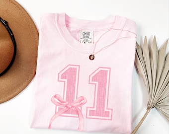 11th Birthday Shirt, Coquette Bow Eleventh Birthday for Girls Shirt, 11th Birthday Party Shirt,Teenage Birthday Sweatshirt,Daughter Birthday