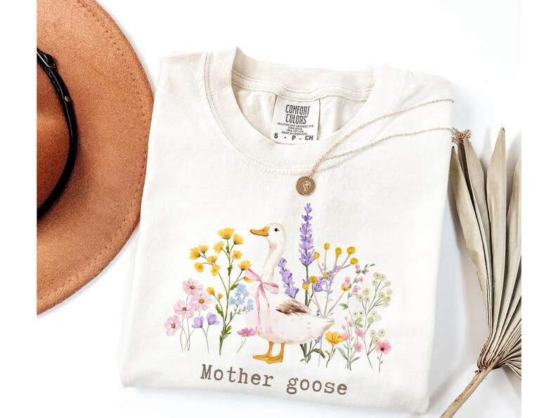 Mother Goose Shirt, Mama Goose Shirt, Wildflowers Pregnancy Announcement Tee, Comfort Colors® Pregnancy Reveal, New Mom Gift,Mom To Be Shirt image 6