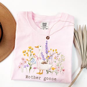 Mother Goose Shirt, Mama Goose Shirt, Wildflowers Pregnancy Announcement Tee, Comfort Colors® Pregnancy Reveal, New Mom Gift,Mom To Be Shirt image 5