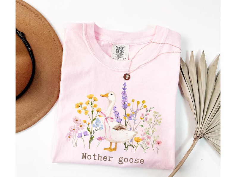 Mother Goose Shirt, Mama Goose Shirt, Wildflowers Pregnancy Announcement Tee, Comfort Colors® Pregnancy Reveal, New Mom Gift,Mom To Be Shirt image 5