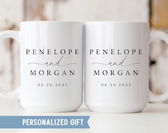 Mr And Mrs Coffee Mugs, Personalized Couple Mug Set, Wedding Gift For Bride And Groom, Engagement Present, Bridal Shower Gift