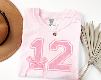 12th Birthday Shirt, Coquette Bow Twelfth Birthday for Girls Shirt, 12th Birthday Party Shirt, Teenage Birthday Sweatshirt,Gift for Daughter
