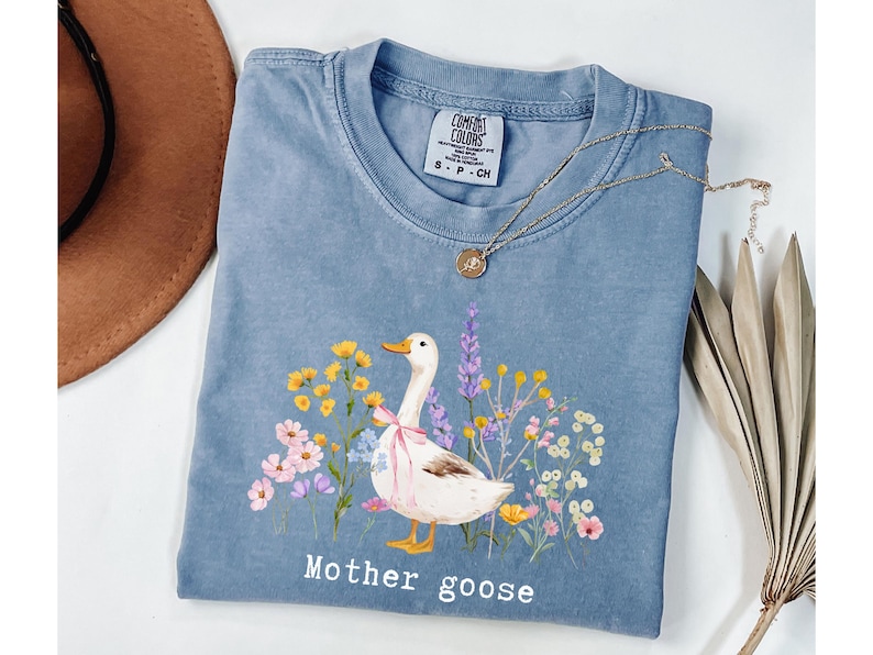 Mother Goose Shirt, Mama Goose Shirt, Wildflowers Pregnancy Announcement Tee, Comfort Colors® Pregnancy Reveal, New Mom Gift,Mom To Be Shirt image 4