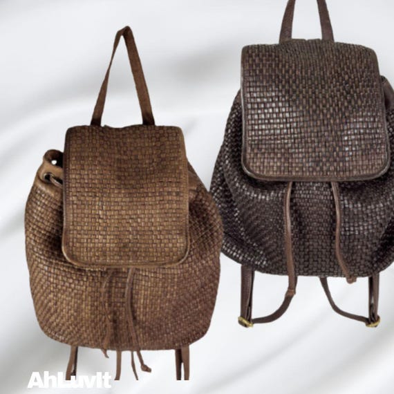 Handwoven Leather Backpack - Etsy display picture 1