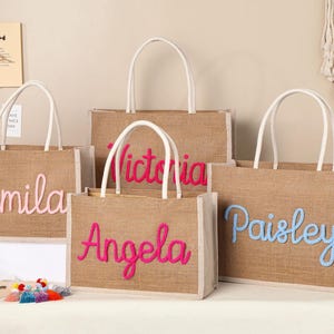 Personalized bridesmaid tote bags,Beach tote bags,Bachelorette party bags,Custom linen gift bags,Bridesmaid proposal gifts,Wedding gift bags