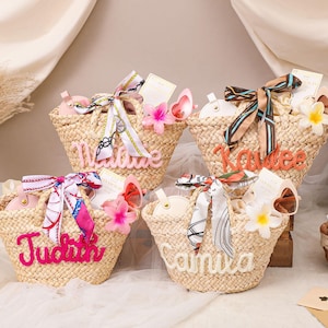 Personalized straw bridesmaid handbag,Bachelorette party gift bag,Bridesmaid Gift basket,Bridesmaid beach bag,Custom hand-held gift basket