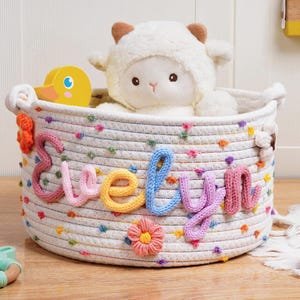 Personalized Handmade Candy Basket,Baby Basket,Rope Cotton Baby Gift Basket,Baby Gift,Newborn Gift,Baby Shower Gift,Toy Basket,Home Storage