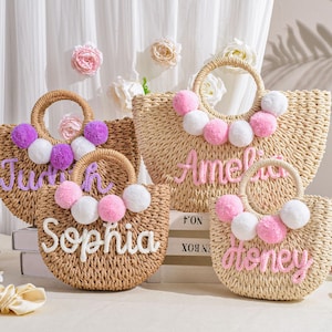 Personalized straw bridesmaid handbag,Bridesmaid beach bag,Bachelorette party gift bag,Bridesmaid Gift basket,Custom hand-held gift basket
