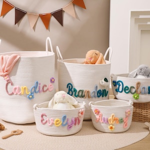 Personalized Handmade Basket,Rope Cotton Baby Gift Basket,Baby Basket,Baby Gift,Newborn Gift,Baby Shower Gift,Storage Basket,Toy Organizer