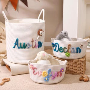 Personalized Handmade Basket,Rope Cotton Baby Gift Basket,Baby Gift,Newborn Gift,Baby Shower Gift,Baby Basket,Storage Basket,Toy Organizer