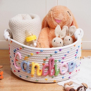 Personalized Handmade Candy Basket,Rope Cotton Baby Gift Basket,Baby Basket,Baby Gift,Newborn Gift,Baby Shower Gift,Toy Basket,Home Storage