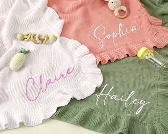 Personalized embroidered baby blanket,Custom baby name blanket,Newborn Baby gift,Soft cotton knitted baby blanket,Baby Gift,Baby shower gift