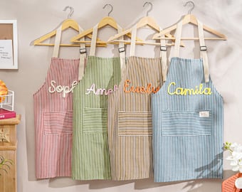 Personalized Apron,Kitchen Apron with name,Custom Cooking Apron with Pocket,Gift for mom,Gift for Her,Cooking Gift,Family parent-child apron