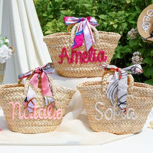 Personalized straw bridesmaid handbag,Bridesmaid Gift basket,Bridesmaid beach bag,Bachelorette party gift bag,Custom hand-held gift basket