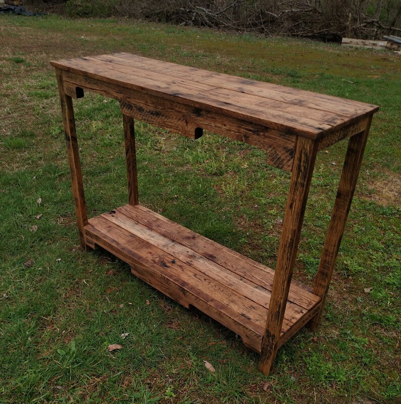 Reclaimed Pallet Wood Sofa Console Table Vintage Rustic Look Etsy