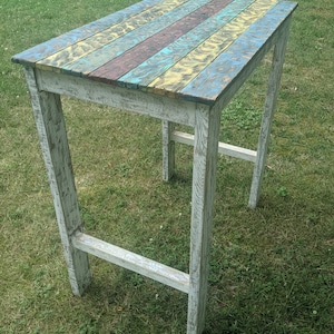 Vibrant Colorful Reclaimed Pallet Wood UPCYCLED Patio Coffee Table Vintage, Rustic Look FREE SHIPPING image 9