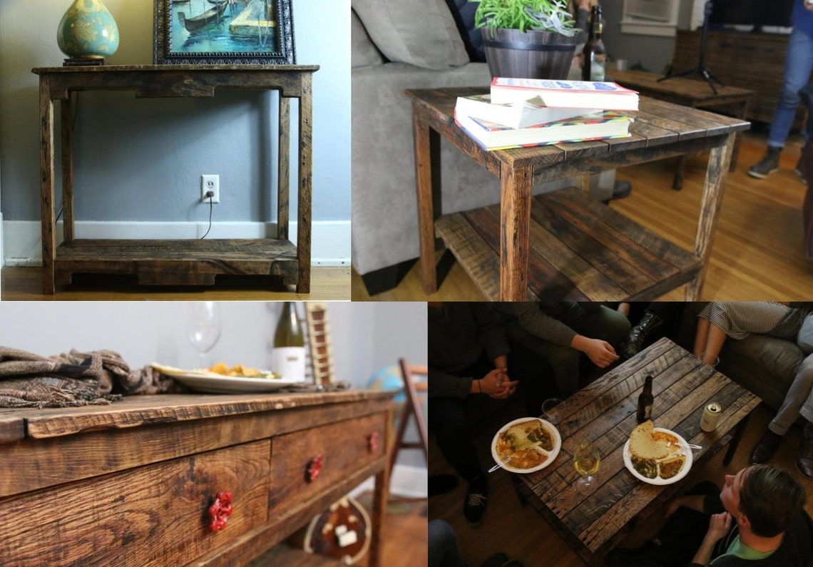 Reclaimed Pallet Wood Sofa Console Table Vintage Rustic Look - Etsy