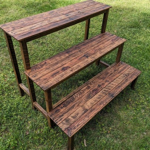 Rustic Reclaimed Wood Plant Stand: Three-Shelf Vintage Display