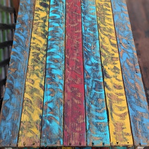 Vibrant Colorful Reclaimed Pallet Wood UPCYCLED Patio Coffee Table Vintage, Rustic Look FREE SHIPPING image 6