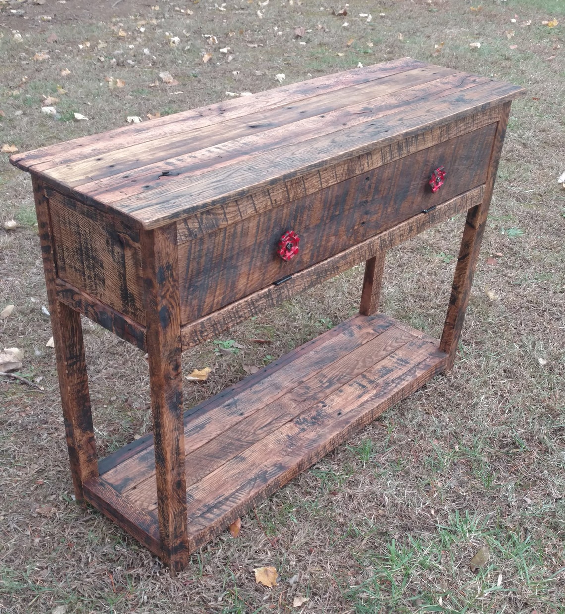 Reclaimed Pallet Wood Sofa Console Table: Rustic Vintage Cabinet - Etsy
