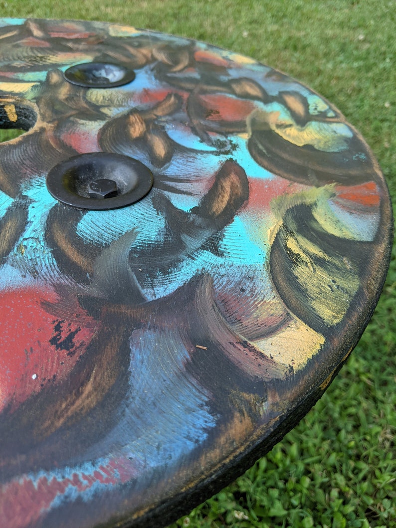 Colorful Reclaimed Spool Round UPCYCLED Patio Side Table - Etsy