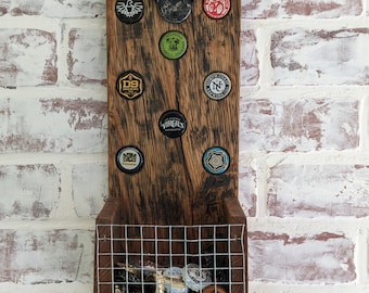 Handmade Wall Hanging Bottle Opener- Rustic- Upcycled reclaimed wood and wire