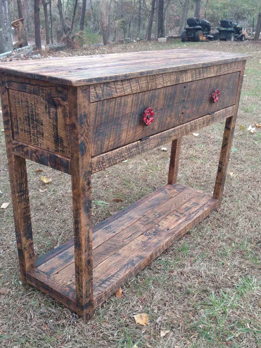 Sofa Console Table With Cabinet Reclaimed Pallet Wood Vintage Rustic Look Upcycled FREE SHIPPING Etsy