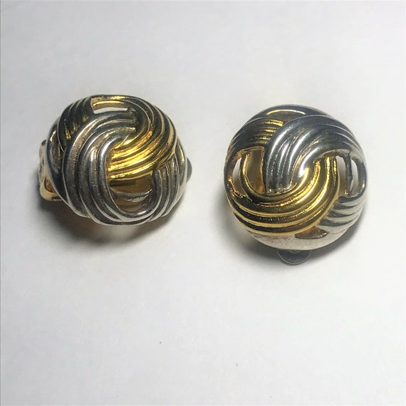 925 sterling silver gold wash clip on knots earri… - image 1