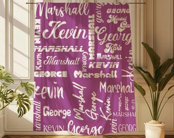 Personalized Multi Name Blanket, Custom Text Couch Throw, Gift for Baby/Kid/Her/Him/NewBorn, Christmas Present, Home Decor, Unique Design