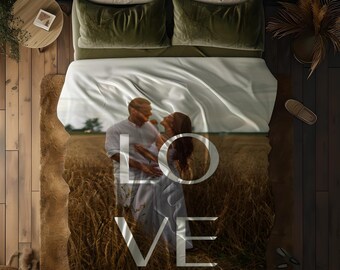 Personalized Photo Love Memorial Blanket, Custom Picture Throw,Valentines Gift for Her Him, Unique Girlfriend Boyfriend Present