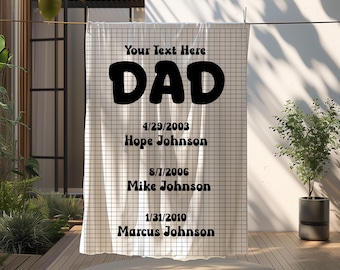 Personalized Mom Dad Blanket,Custom Name Throw, Kids Date Blanket,Gift For Dad/Mom,Sentimental Gift Parents, Xmas Present,Letter For Mom Dad