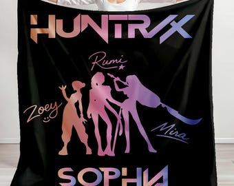 Custom Huntrix Girls Blanket, Personalized Kpop Demon Hunter Blanket,Christmas Gift for Girls, Mira Zoey Rumi