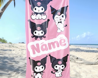 Kuromi Beach Towel, Kawaii Anime Towel, Cute Pool and Beach Towel, Soft Summer Towel for Kuromi Fans